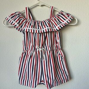 Janie + Jack Striped Cold Shoulder Romper Size 18-24 Months